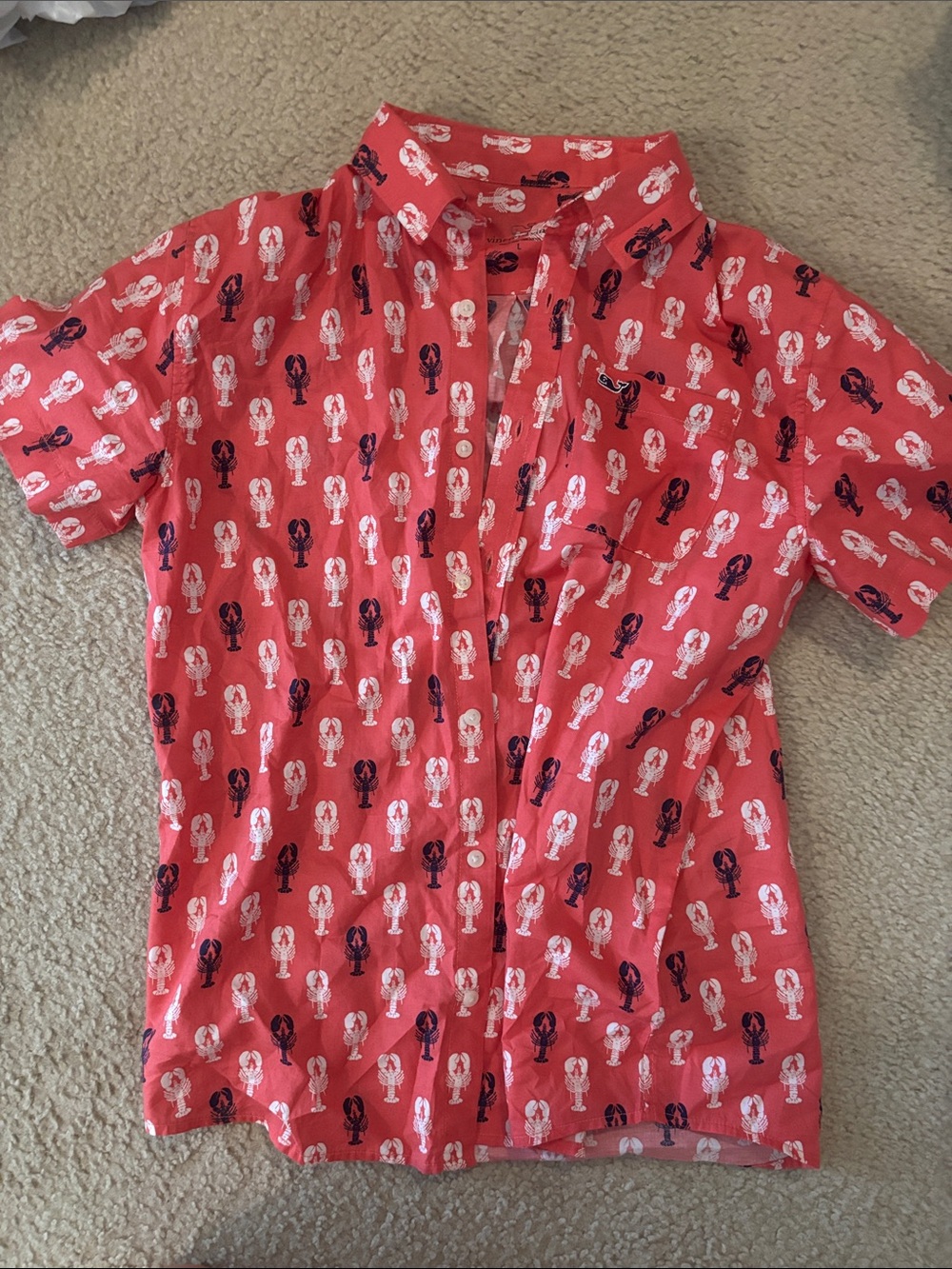 Boys size large Vinyard vines button down lobster print
